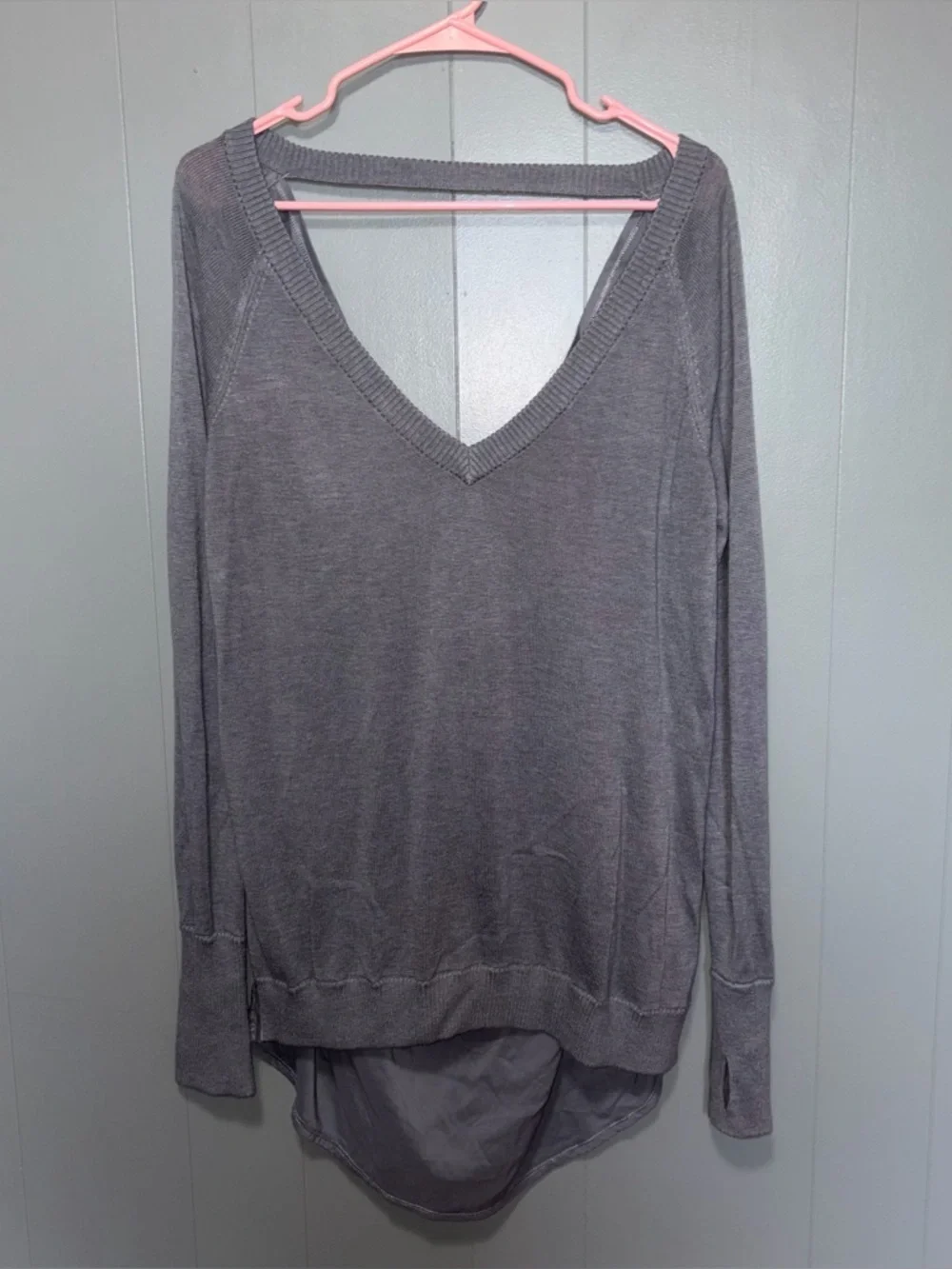 Lululemon Unity Pullover Sweater Drop Back Heathered Fossil Gray Size 10